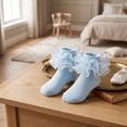 thumbnail image 6 of Princess Style Frilly Lace Ruffle Ankle Socks Comfort Cotton Turn Cuff Socks for Girls Various Occasions(Light Blue,XXS), 6 of 7