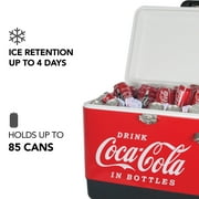 Coca-Cola 51L (54 qt) Ice Chest Beverage Cooler, 85 Can Capacity, Portable with Bottle Opener, Red and Black