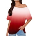 thumbnail image 2 of FDGIU Women's Off Shoulder Oversized T-Shirt - Short Sleeve Tee Summer Casual Beach Shirt Loose Fit Comfy House Outfits Spring Fashion, 2 of 6