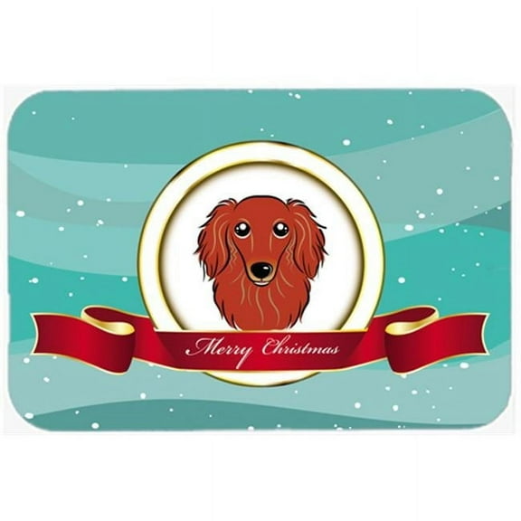 Carolines Treasures  Longhair Red Dachshund Merry Christmas Mouse Pad- Hot Pad & Trivet