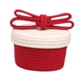 thumbnail image 2 of Cesta de cuerda de algodón con tapa, cesta tejida, organizador multiusos debajo del estante 22cmx22cmx12cm, 2 of 9