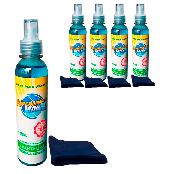 Limpiadores de Pantallas Hiperlimpio Max Q 250ml 4 Piezas Aroma Citricos