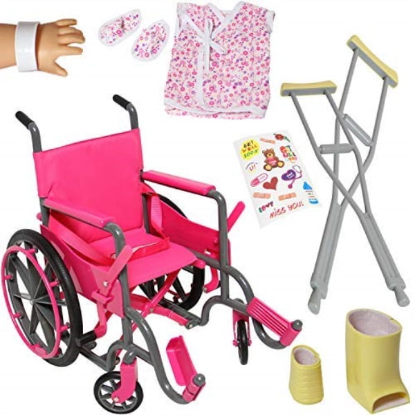 Doll Wheelchair Set with Accessories for 18 Inch Dolls Like American