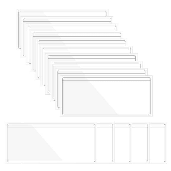 Uxcell 50Pcs 3x1.3" Self-Adhesive Label Holders with Top Open for Loading, Clear