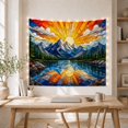 thumbnail image 5 of Mountain Lake Landscape Stained Glass Wall Art, Serene Fantasy Style for Nature Lovers, Scenic Home Decor, Housewarming Gift Tapestry Wall Hanging for Bedroom, Living Room and Dorm, 5 of 7