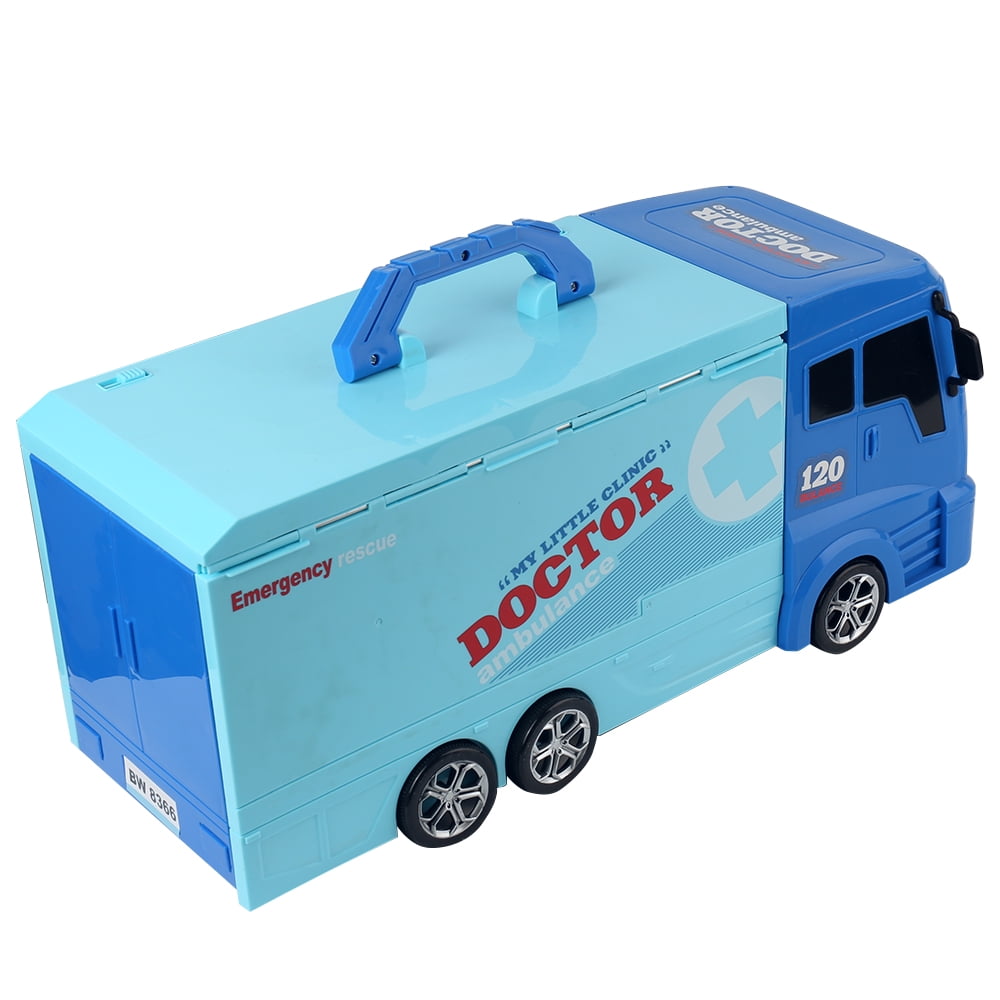 Portable Doctor's Visit Pretend Play Vehicle with Play Medicine, Instruments, and Wheels