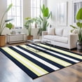 thumbnail image 3 of Area Rugs 4'x6'. Yellow Navy Blue Striped Carpet Runner Indoor Outdoor Rugs Home Decor Aesthetic, Neutral Minimalist Lines Non Slip Mats Washable Accent Rug for Living Room Bedroom, 3 of 8