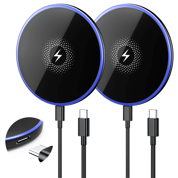 can 15W Samsung Magnetic Wireless Charger 2-Pack, Strong Magnet Fast Charging Pad with 6FT Cable for Galaxy S26 S25 S24 S23 S22 S21 Pixel 9 Pro