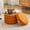 Orange Velvet, variant on Zesthouse 20.1" Wide Round Boucle Storage Ottoman, Tufted Sherpa Ottoman Footstool for Living Room Bedroom, Pink