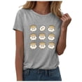 thumbnail image 4 of DXOUPM T-Shirts pour Femmes Mignon Imprimé Boulette Col Rond Manches Courtes Hauts d'Été Doux, 4 of 4