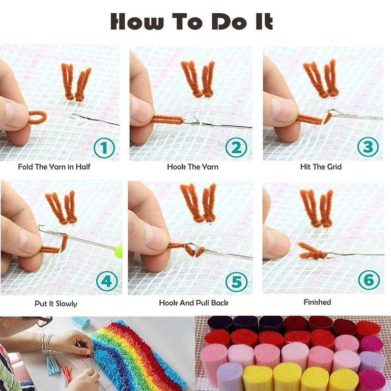 10-Packs Yarn Latch Hook Pre Cut Yarn - Tapestry Yarn - Precut Yarn Set  -Latch Hook Vintage Rug Yarn Latch Hook Kits for Kids Adults Beginners 0142  