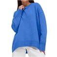 thumbnail image 1 of FAIWAD Women's Knit Ribbed Sweater Round Neck Drop Shoulder Casual Loose Pullover Sweater, 1 of 5