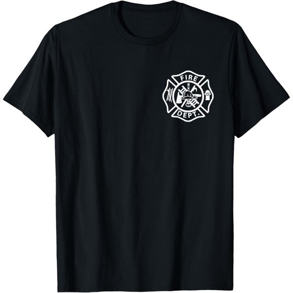 Fire Department Logo Uniform Fireman Symbol Firefighter Gear T-ShirtMen's and women's gift, black and white T-shirt, size: Extra large S-4XL