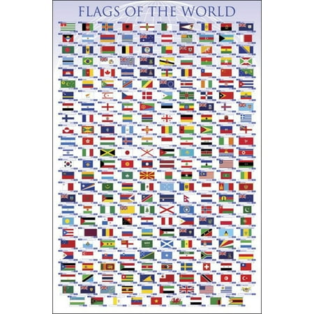 Flags of the World Classroom Educational Chart Nations National Countries Symbol Poster - 24x36 inch