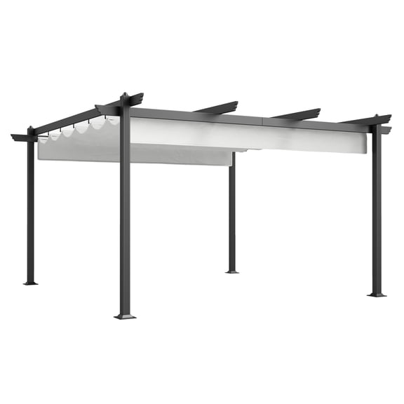 13x13 Aluminum Pergola with Canopy, Outdoor Patio Pergola for Garden, Backyard, Deck - White Retractable Roof