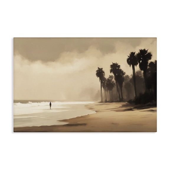 Stupell Industries Moody Beach View Landscape & Nature Painting Wrapped Canvas Art Print Wall Art, 24 x 16