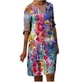 thumbnail image 2 of Robes pour Filles Femmes Mode Décontractée Imprimé Floral Ample Grande Taille Col en V Mi-Longue Robe en Liquidation, 2 of 6