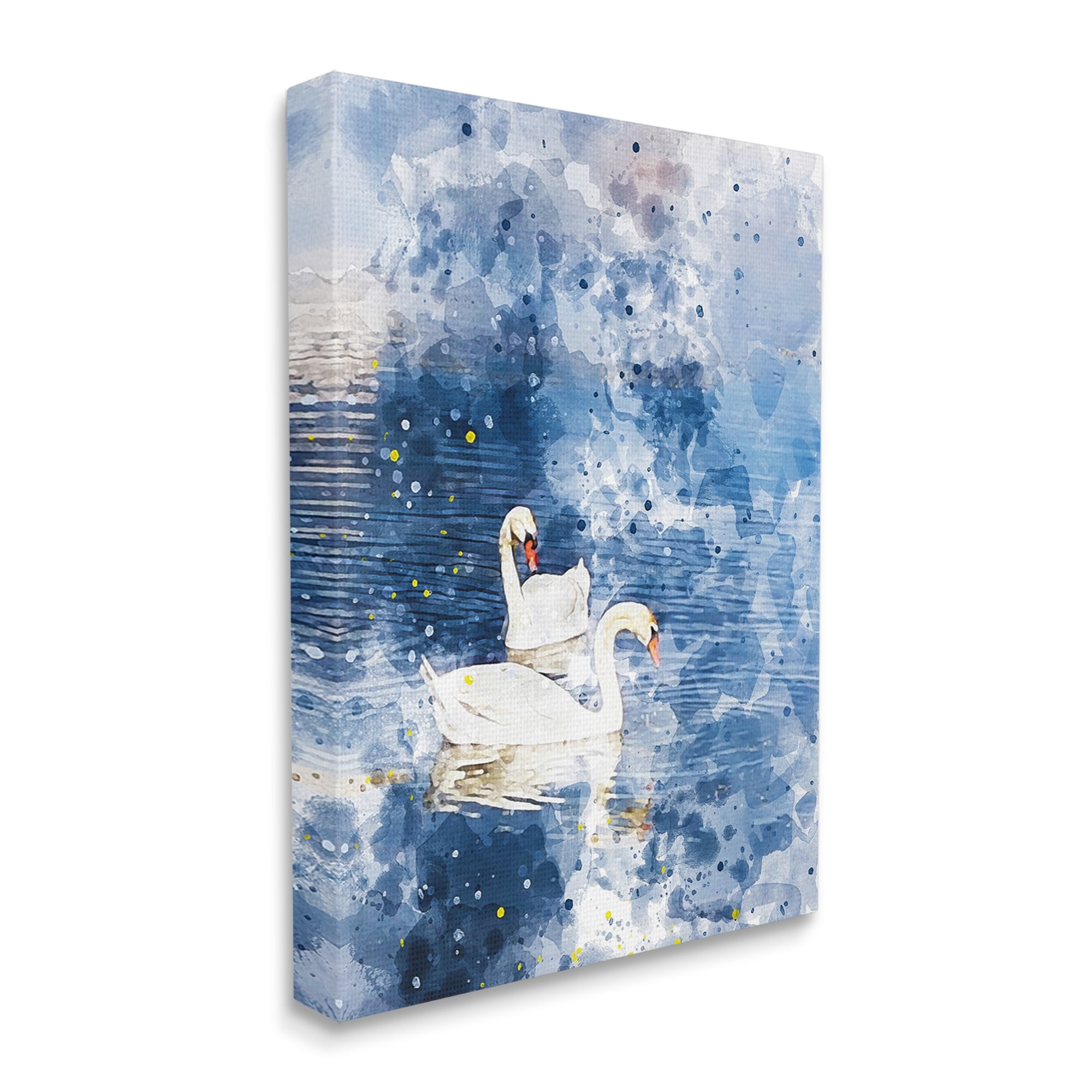 Stupell Industries Speckled Blue Ocean Scenery Calm White Swans Canvas Wall Art, 16 x 20, Design by Chamira Young