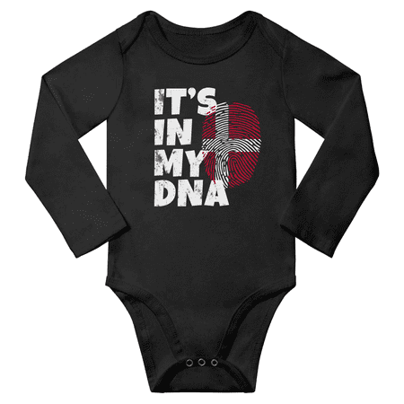 

It s In My Danish DNA Baby Long Sleeve Bodysuits Unisex Gifts (Black 24 Months)