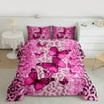 thumbnail image 2 of jejeloiu Cheetah Print Bedding Comforter Set,Leopard Pattern Twin Comforter Sets,Pink Butterflies Bedding Set For Girls Kids,Breathable Home Decor Reversible,2pcs, 2 of 8