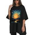 thumbnail image 4 of Plus Size Shirt for Women Black Tops for Women Oversized Short Sleeves Shirt for Women Night Sky T Shirt Crewneck Shirt for Women L, 4 of 5