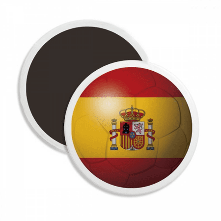 

Spain National Flag Soccer Football Round Ceracs Fridge Magnet Keepsake Decoration