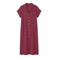 thumbnail image 7 of Kukoosong Women's Collared V Neck Short Sleeve Maxi Shirt Dress, Button Down Casual Loose Tunic Dress with Pockets for Summer Beach Vacation, 7 of 7