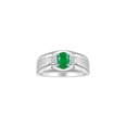 thumbnail image 1 of RYLOS Men's Rings 14K White Gold Classic 7X5MM Oval Gemstone & Diamond Designer Ring Emerald May Birthstone Rings For Men, Gold Rings Size 9, 1 of 7