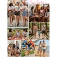 thumbnail image 4 of Chiclily Womens Summer Casual Shorts Lounge Beach Shorts Elastic High Waisted Drawstring Shorts with Pockets, Navy Blue Size L, 4 of 7
