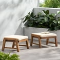 thumbnail image 6 of GDF Studio Avacyn Outdoor Acacia Wood Ottomans with Cushion, Set of 2, Brown and Cream, 6 of 8
