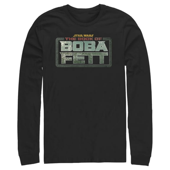 Men's Star Wars: The Book of Boba Fett Distressed Logo Long Sleeve Shirt Black 2X Large