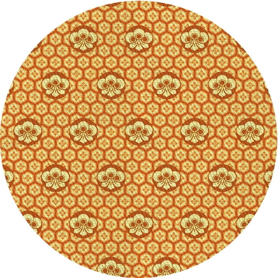 Ahgly Company Indoor Round Patterned Orange Red Orange Area Rugs, 6' Round