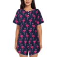 thumbnail image 1 of Xecao Cute Flamingo Pattern Women's Short Sleeve Pajama Set Soft Sleepwear Lounge Set with Button Front Top and Drawstring Shorts with Pockets-3X-Large, 1 of 6