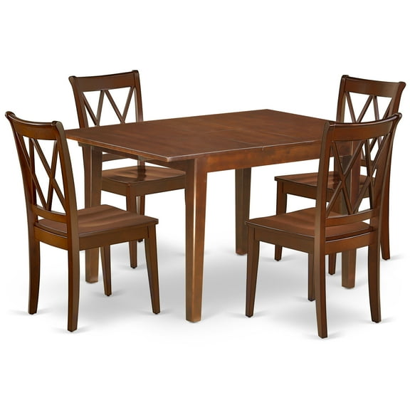 East West Furniture Dining Room Set Mahogany, MLCL5-MAH-W
