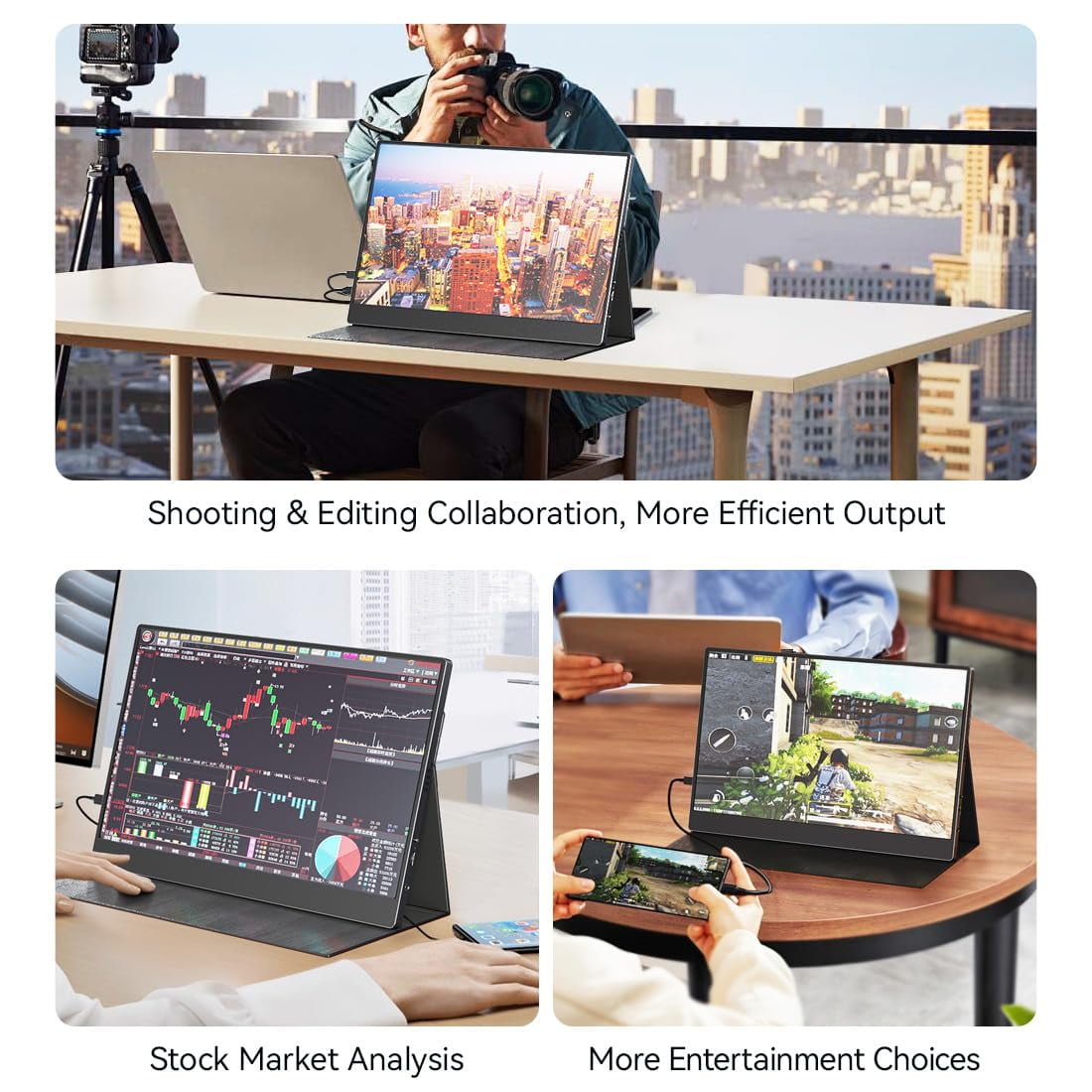 mayceyee Portable Monitor for Laptop 15 Inch,FHD 1080P USB C Travel Monitor External IPS HDMI for Computer, Second Display Screen Extender with Kickstand for PC Phone Switch PS4/5