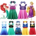 thumbnail image 2 of Disney vestido de princesa Ariel Rapunzel para niños, disfraces de Encanto de Frozen, fiesta de cumpleaños de verano para niñas, ropa informal para vacaciones, 2 of 5
