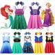 thumbnail image 2 of Disney vestido de princesa Ariel Rapunzel para niños, disfraces de Encanto de Frozen, fiesta de cumpleaños de verano para niñas, ropa informal para vacaciones, 2 of 5