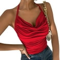 thumbnail image 3 of Baberdicy Camisole Tops for Women Summer Tops for Womens Neck Spaghetti Strap Shirts Shoulder Strap Casual Blouse Slim Tank Tops Women's Tanks & Camis Red, 3 of 8