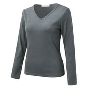LowProfile Thermal Shirts for Women Crew Neck Fleece Lined Underwear Slim Long Sleeve Winter Warm Tops Dark Gray L