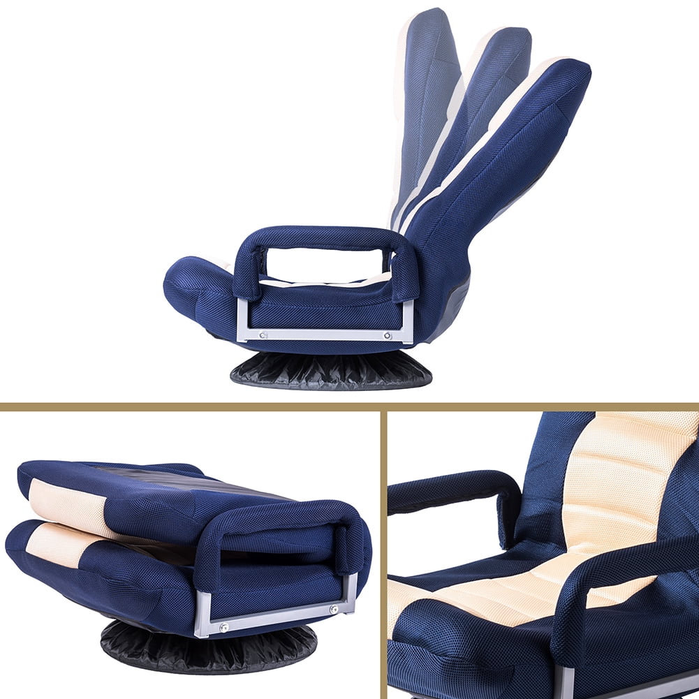 Kepooman 7-Position Adjustable Swivel Floor Gaming Chair, Blue & Beige Kepooman 7-Position Adjustable Swivel Floor Gaming Chair, Blue & Beige
