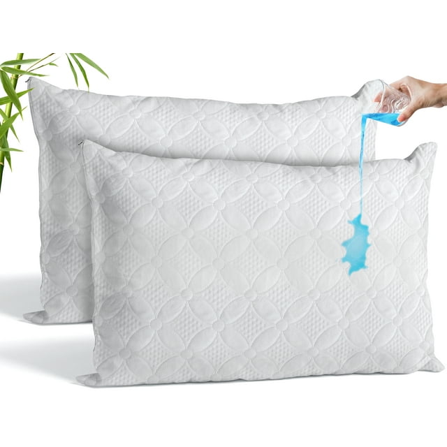 Canadian Linen Protège-Oreiller Imperméable en Viscose de Bambou, Fermeture Éclair, Motif Floral, 20"x36 Pouces Très Grand, Lot de 2, Doux, Absorbant, Respirant, Rafraîchissant