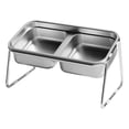 thumbnail image 1 of Elevated Cat Bowl, Double Stainless Steel Bowl, Raised Cat Food Station, Dishwasher Safe, 19.5 X 11 X 11 cm, 1 of 5