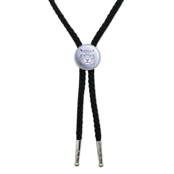 Spotted Snow Leopard Face Western Southwest Cowboy Necktie Bow Bolo Tie