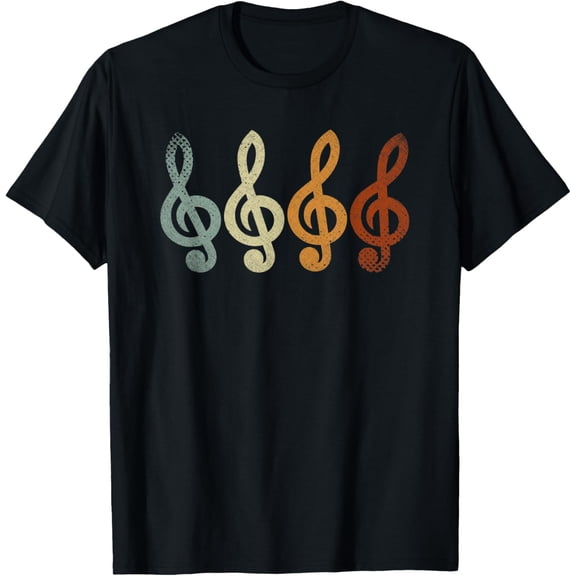 Classical Music Musical Composer Retro Treble Clef T-Shirt men and women can wear,black,white,creative gift