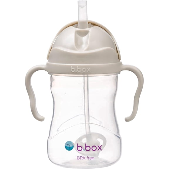 b.box Sippy Cups for Toddlers, Leakproof Weighed Straw Cup for 6  month, Toddler Water Bottle with Handles, BPA Free, Dishwasher Safe, 8 oz - Latte