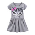 thumbnail image 2 of LittleSpring Toddler Girls Swing Dress Cute Cat Pattern Short Sleeve Grey 3T, 2 of 2
