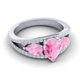 thumbnail image 3 of 2.00 Carat Pear Cut Pink Sapphire Gemstone & Natural Diamond Sparkle Three Stone Ring for Women Solid 14K White Gold Size 11.5 by Diamond-Capitals, 3 of 8