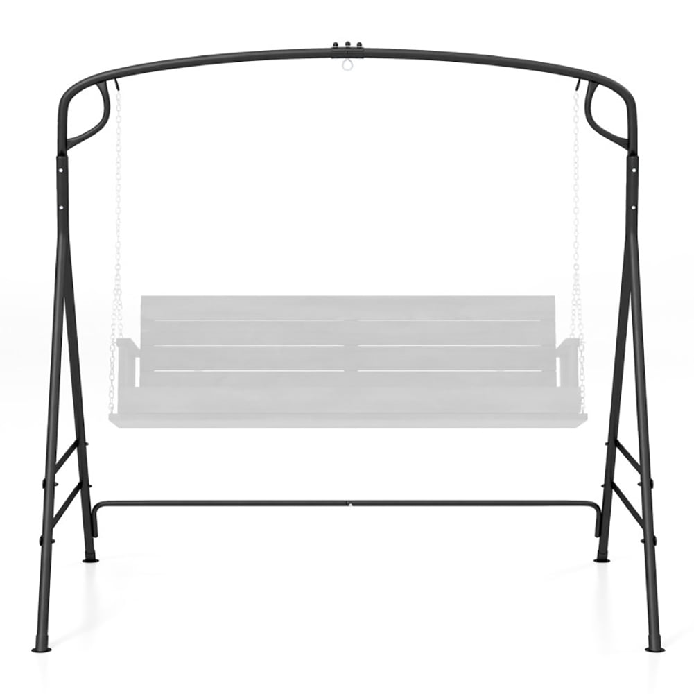 Aimee Lii Outdoor Metal Swing Frame with Extra Side Bars, Front Porch Swing, Black