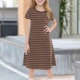 thumbnail image 2 of Girls Summer Sundress Casual Striped A-Line Dress Short Sleeve Summer Dresses Comfortable Ages 4-12 Pink and White ,Sie:160, 2 of 7