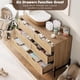 thumbnail image 5 of Oak - colored natural rattan 6 - cajón double cómoda: de madera chest of cajones con solid metal legs para dormitorio, sala de estar, o entrada, 5 of 5